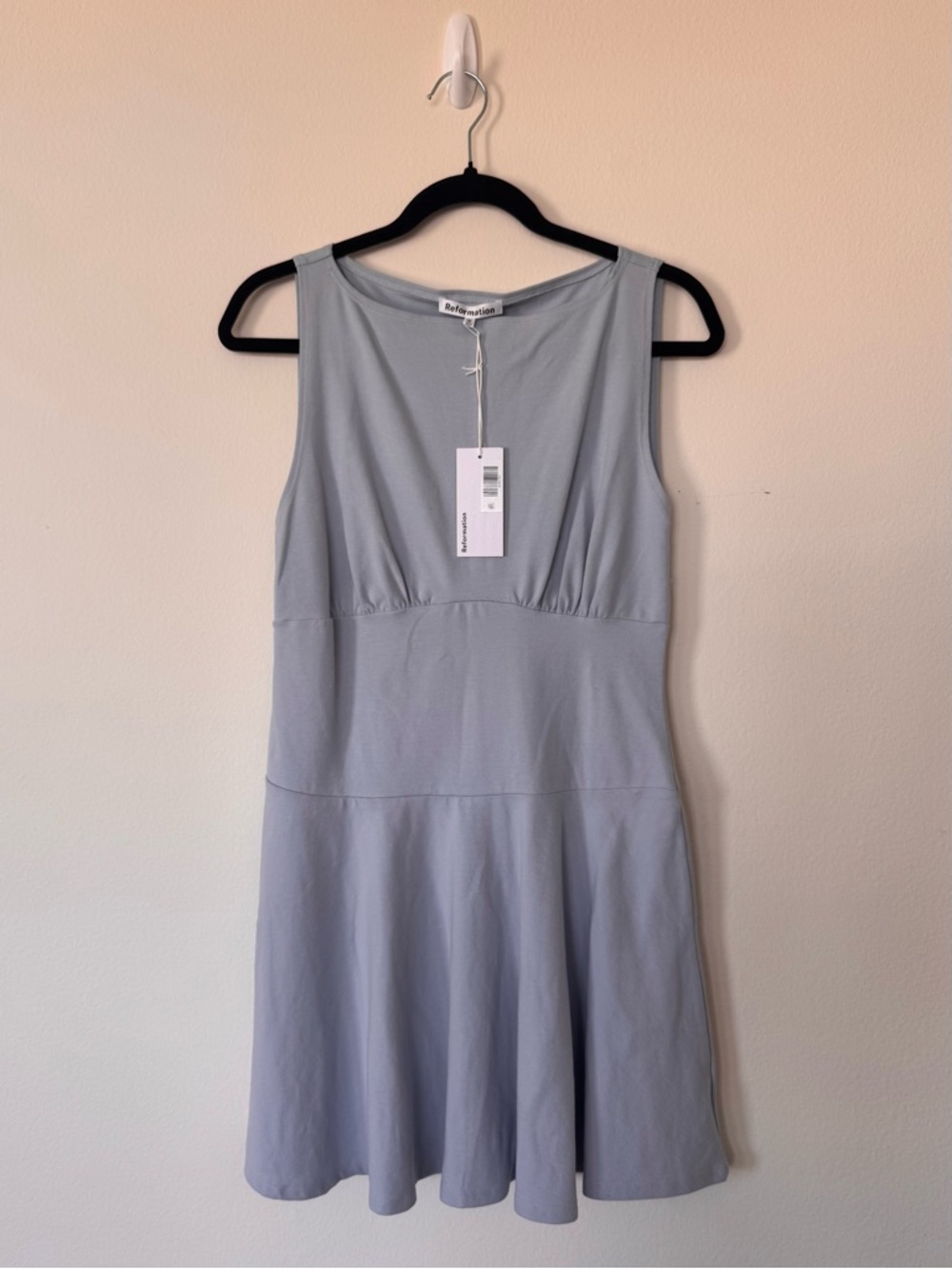Reformation NWT Size M Mayve Coquette Knit Dress in Mineral Blue